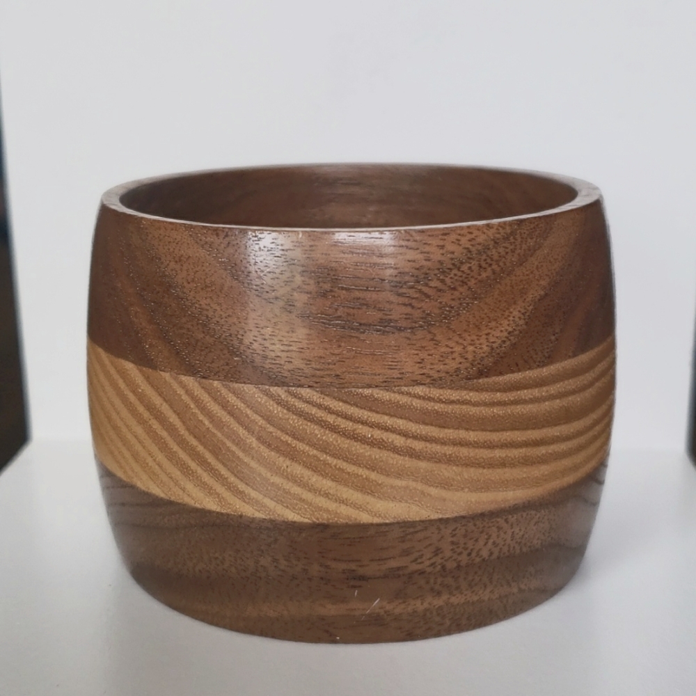 Wood Two Tone Chunky Bangle Bracelet